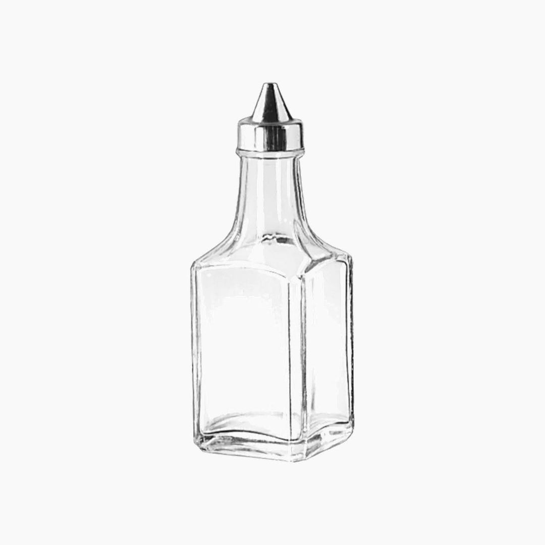 Libbey glass oil and vinegar cruet with steel top