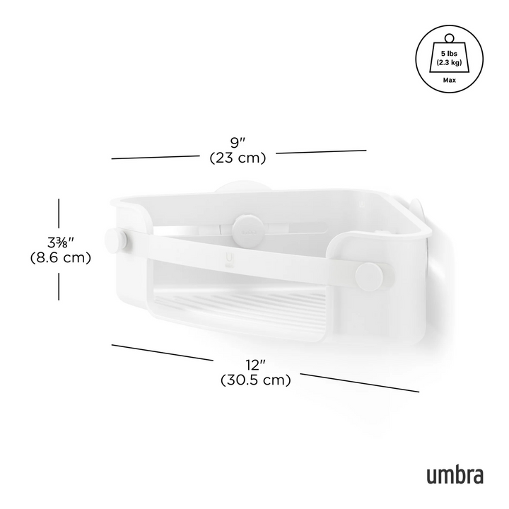 رف زاوية مرن من Umbra بتقنية Gel-Lock لتعليق الدش