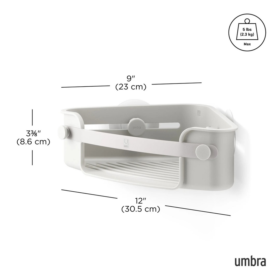 رف زاوية مرن من Umbra بتقنية Gel-Lock لتعليق الدش
