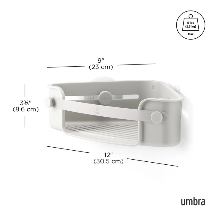 رف زاوية مرن من Umbra بتقنية Gel-Lock لتعليق الدش