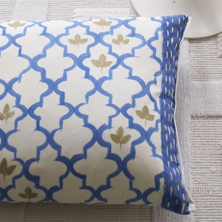 Designers Guild Cobalt Pergola Trellis Cushion