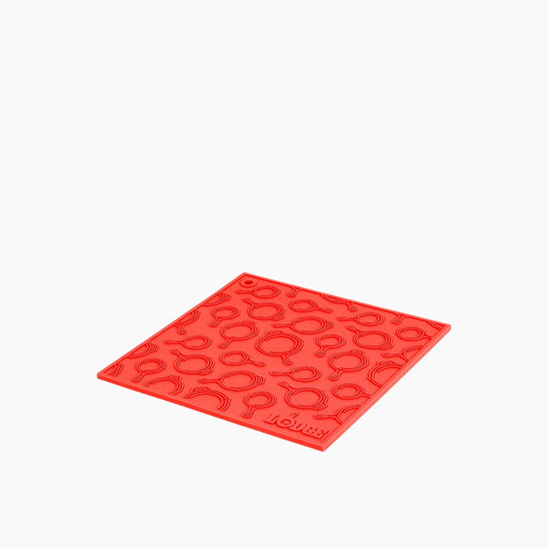 Square Silicone Skillet Trivet Dia 18x18cm Red