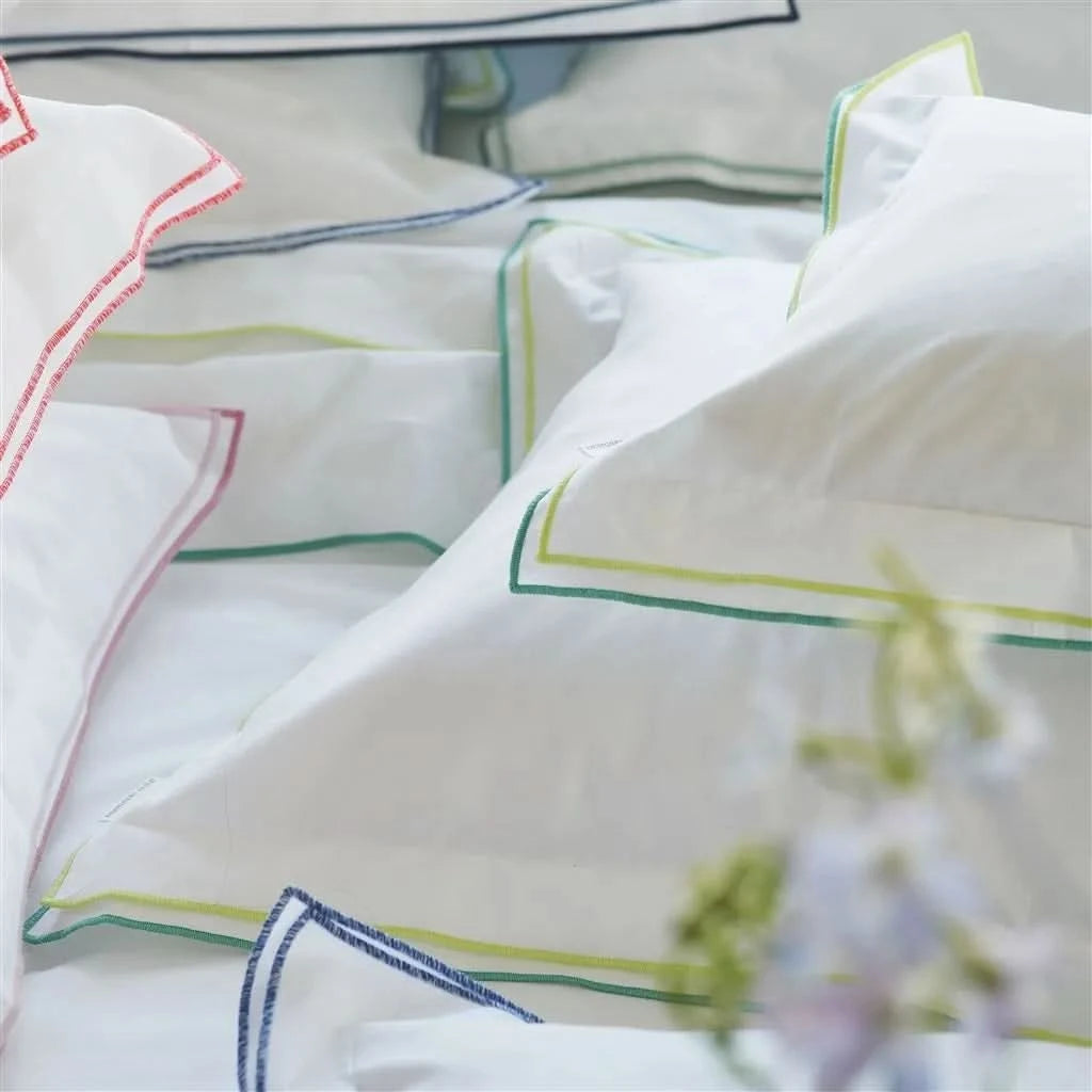 Astor Aqua &amp; Acacia Cotton Bed Linen - HUNA