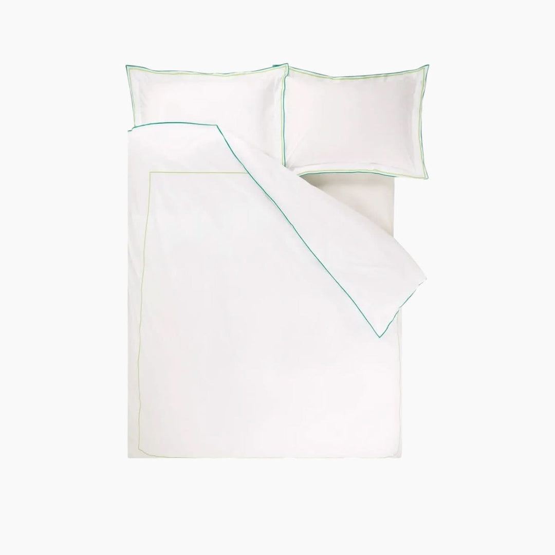 Astor Aqua &amp; Acacia Cotton Bed Linen - HUNA