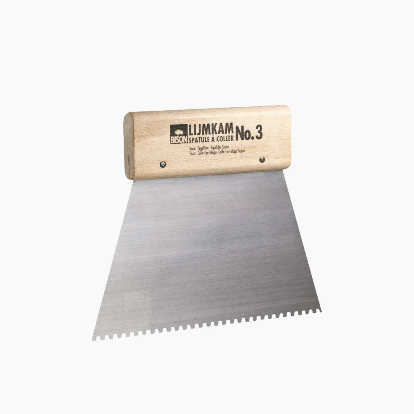 Bison Gluecomp 3.6 heavy-duty metal scraper with serrated blade and wood handle