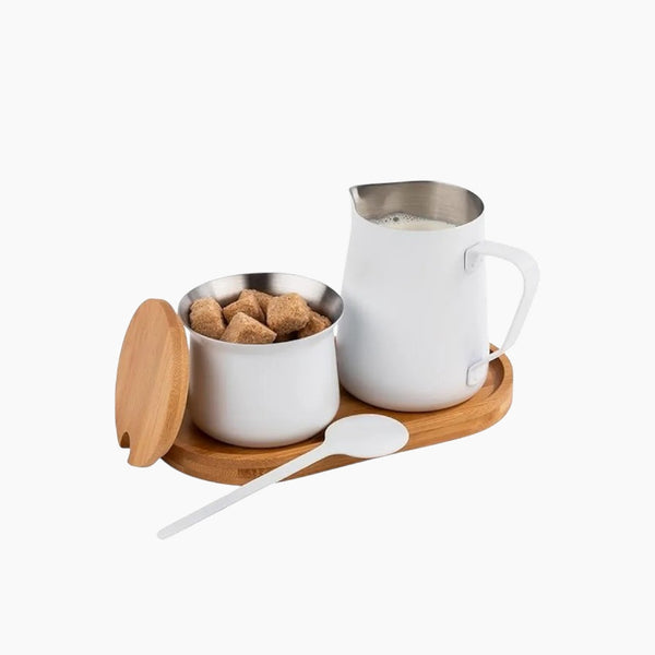 White Milk Jug 350ml / Sugar Bowl 200ml Set with Tray