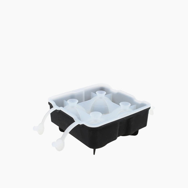 Black Silicone Ice Round Tray Black 4 Section