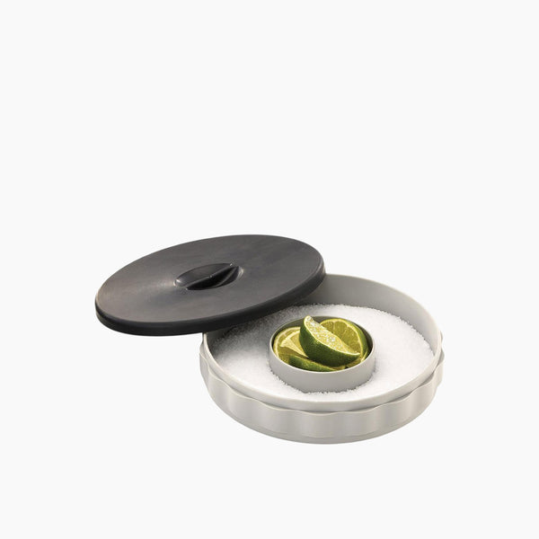 Glass Rimmer Set White Base With Black Lid 17cm