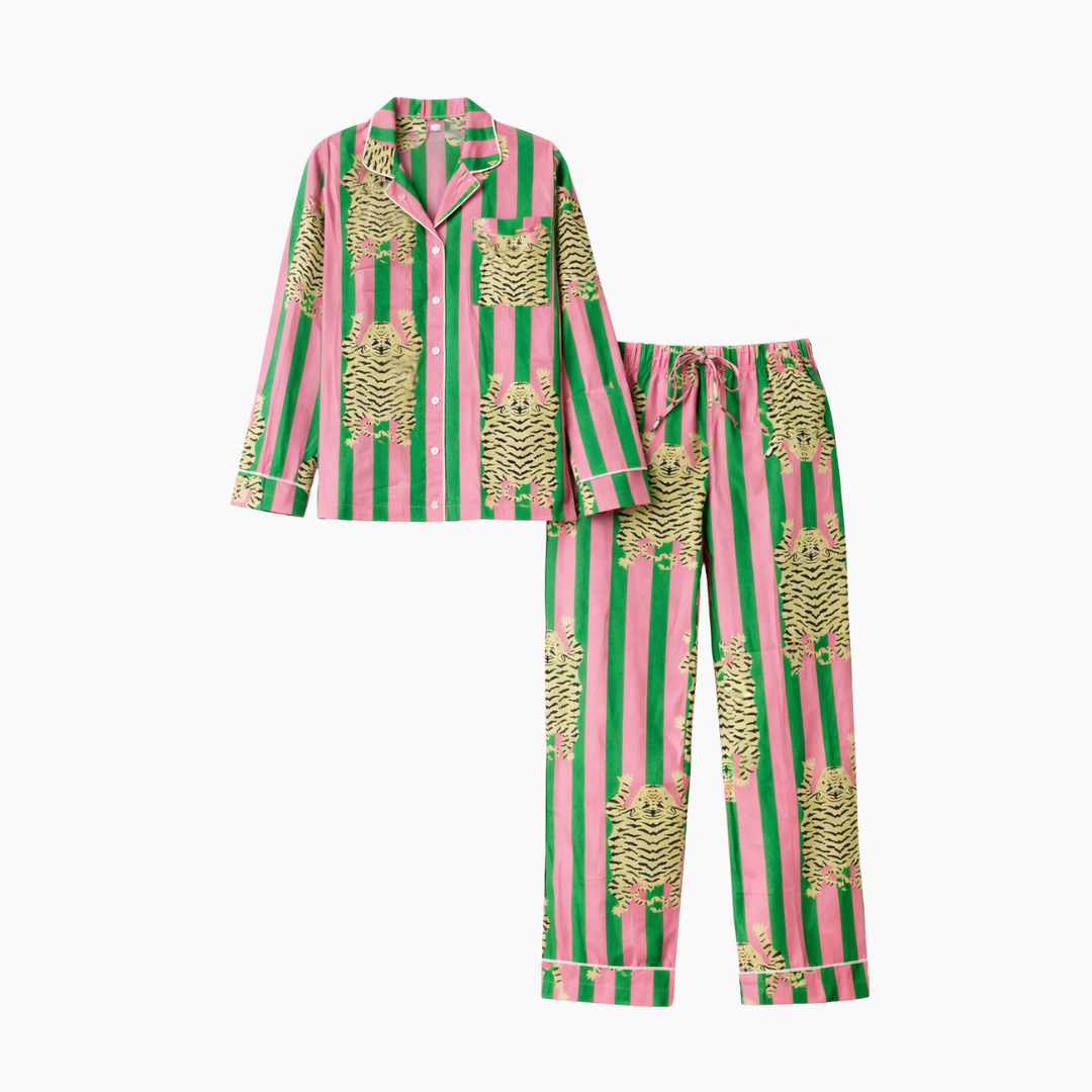 Eye of the Tiger Cotton Printed Pajama Set