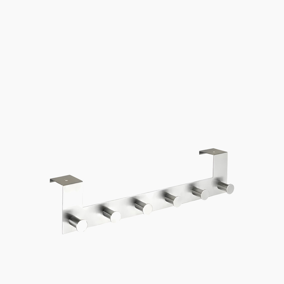 Wenko Celano silver steel door coat rack with 6 hooks