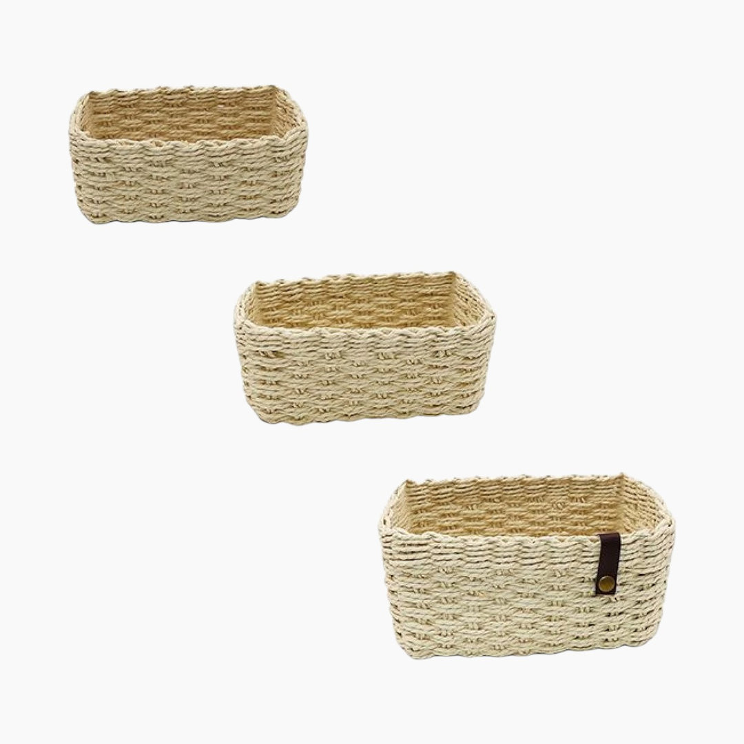 Weva Stack Faux Rattan Storage Baskets