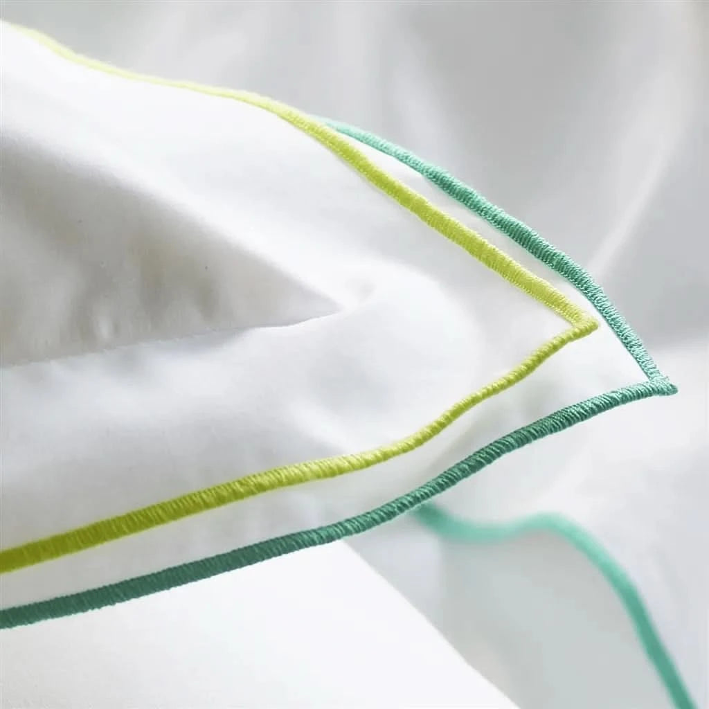 Astor Aqua &amp; Acacia Cotton Bed Linen - HUNA
