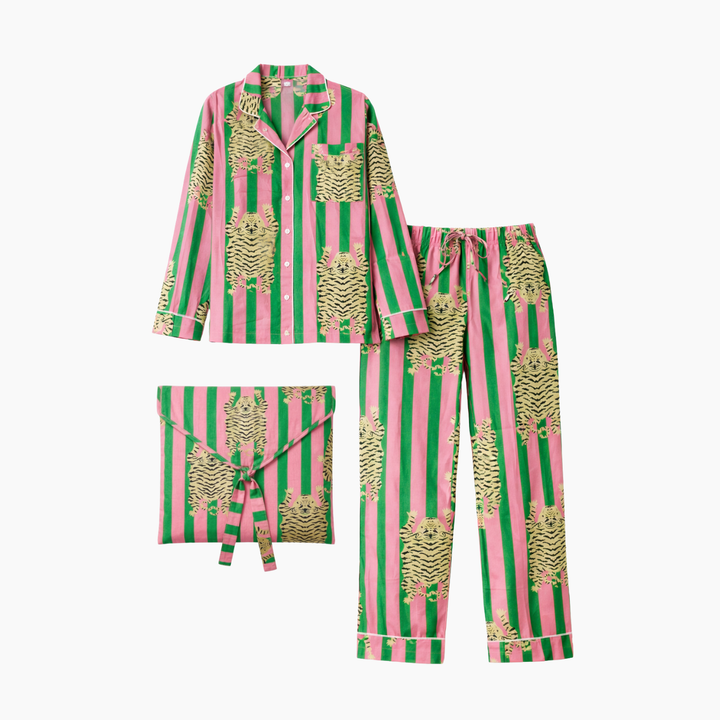 Eye of the Tiger Cotton Printed Pajama Set