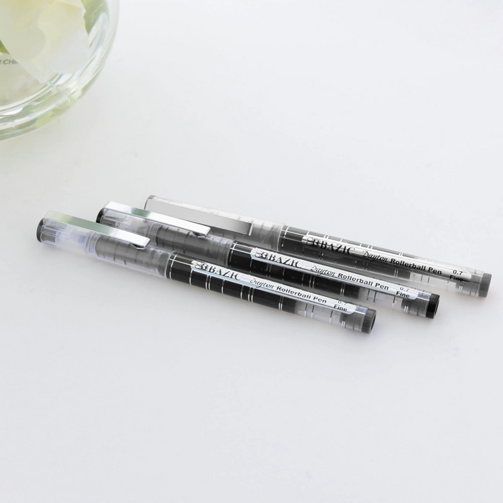 Bazic Dayton Assorted Color Rollerball Pen With Metal Clip 3-Pack