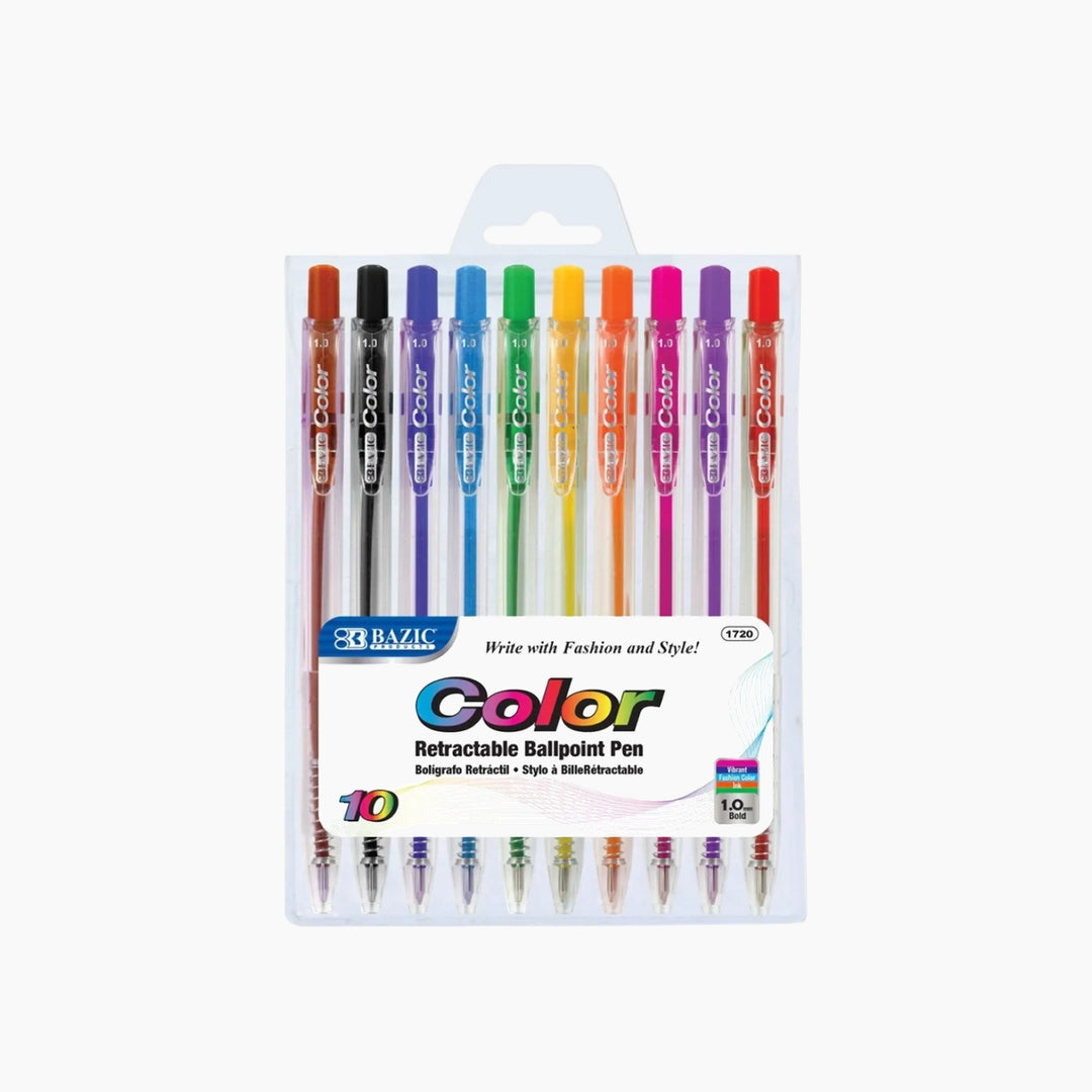 Bazic 10 Color Retractable Pen