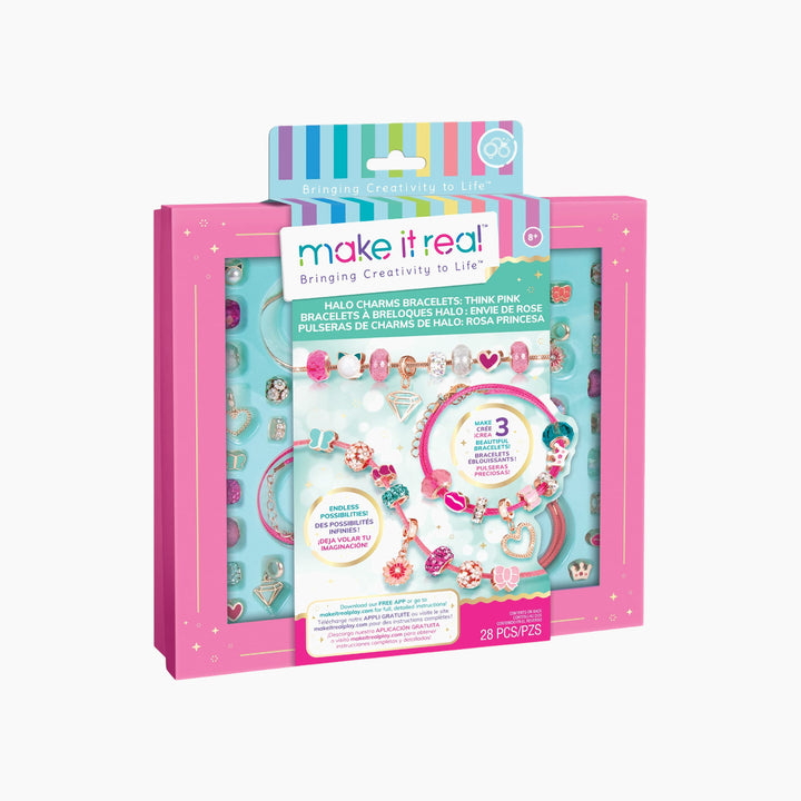 MAKE IT REAL Halo Charms Bracelets Think Pink jewelry-making kit for kids