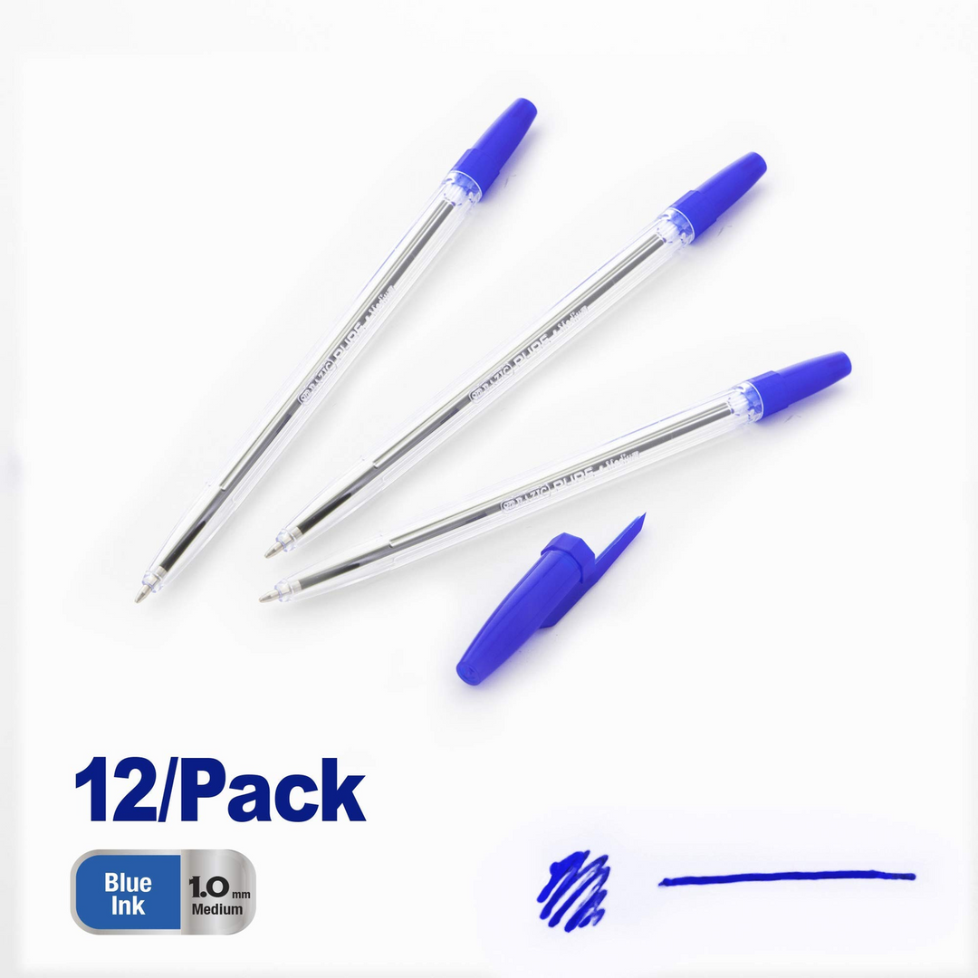 Bazic Pure Assorted Color Stick Pen 12-Pack