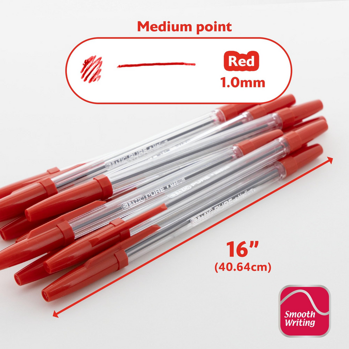 Bazic Pure Assorted Color Stick Pen 12-Pack