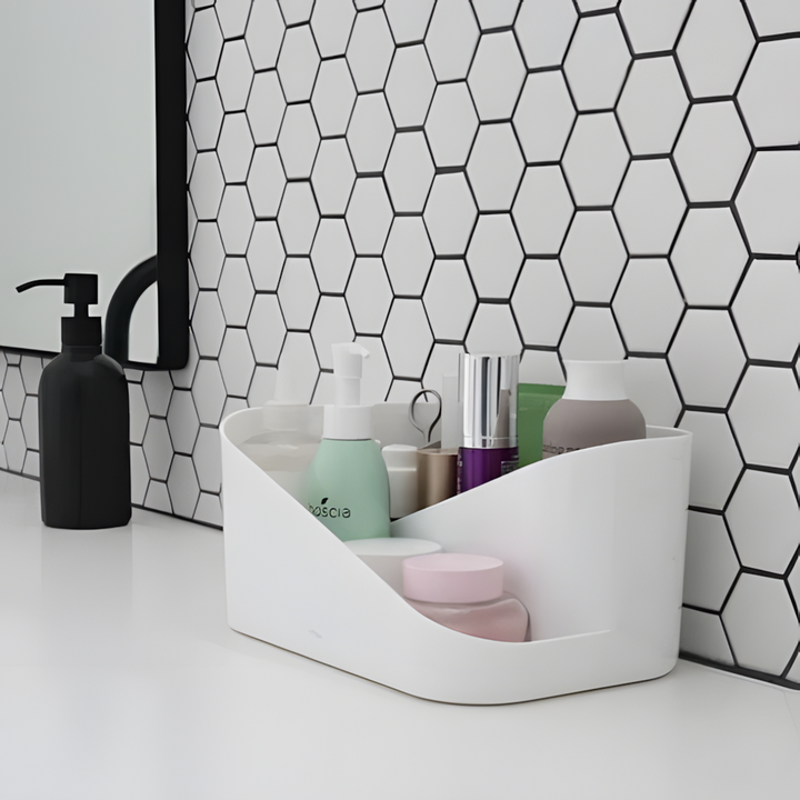 Umbra Glam white hair tool organizer with heat-proof mat