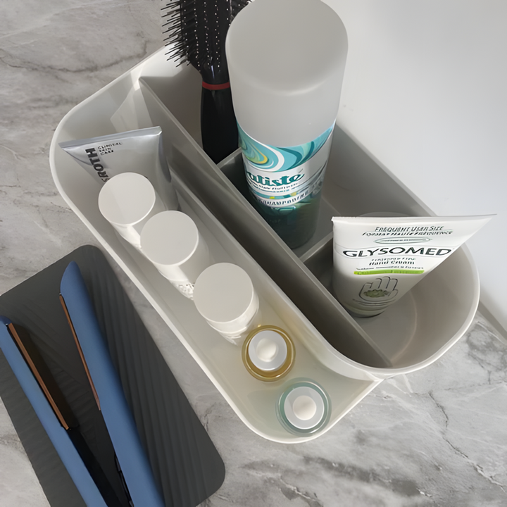 Umbra Glam white hair tool organizer with heat-proof mat