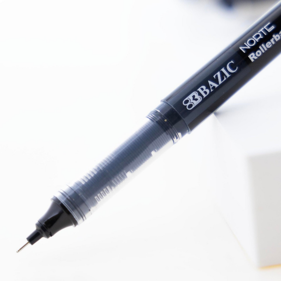 Bazic Norte Black Needle-Tip Rollerball Pen 3-Pack