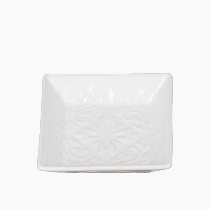 Wenko Cordoba ceramic soap dish in white with Hispano-Moorish design