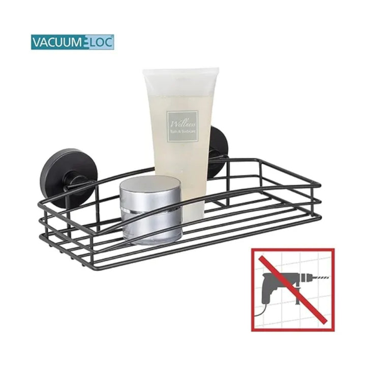 Wenko Vacuum-Loc steel wall shelf in black