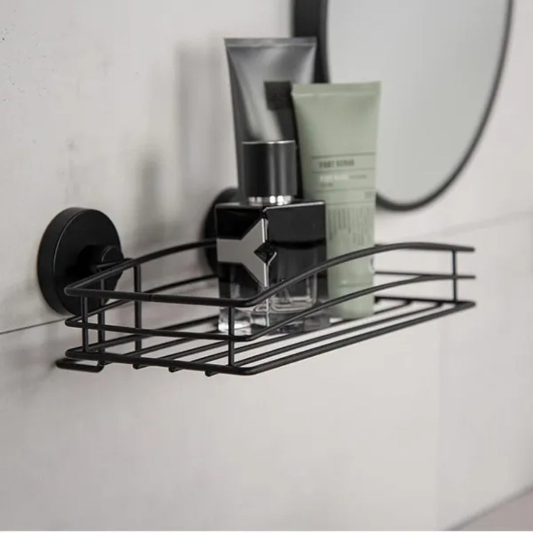 Wenko Vacuum-Loc wall shelf in black steel