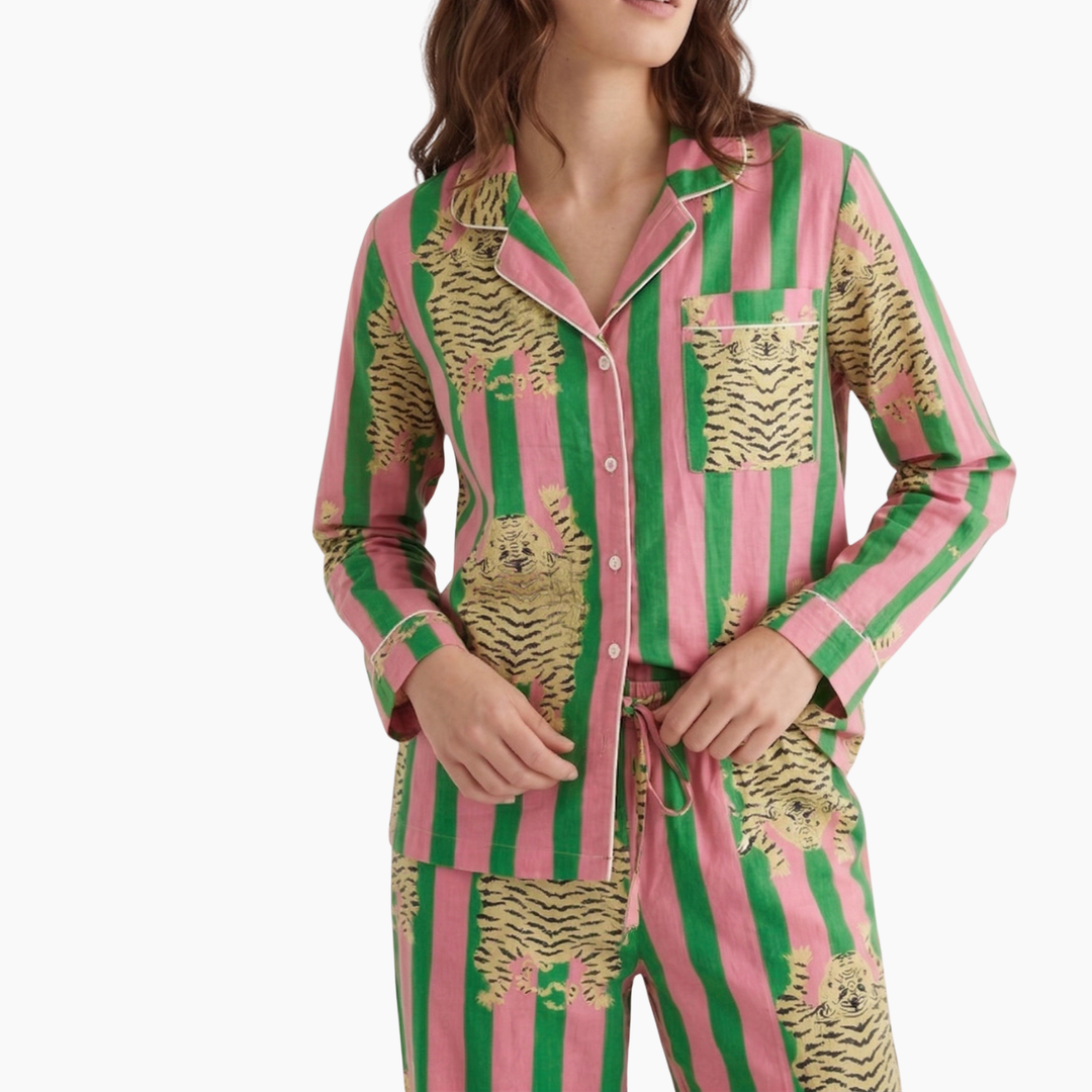 Eye of the Tiger Cotton Printed Pajama Set