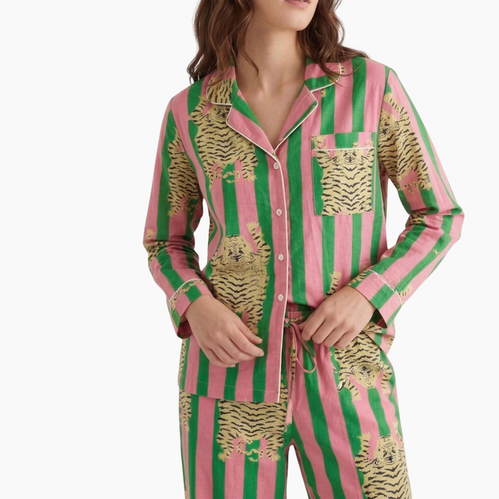Eye of the Tiger Cotton Printed Pajama Set