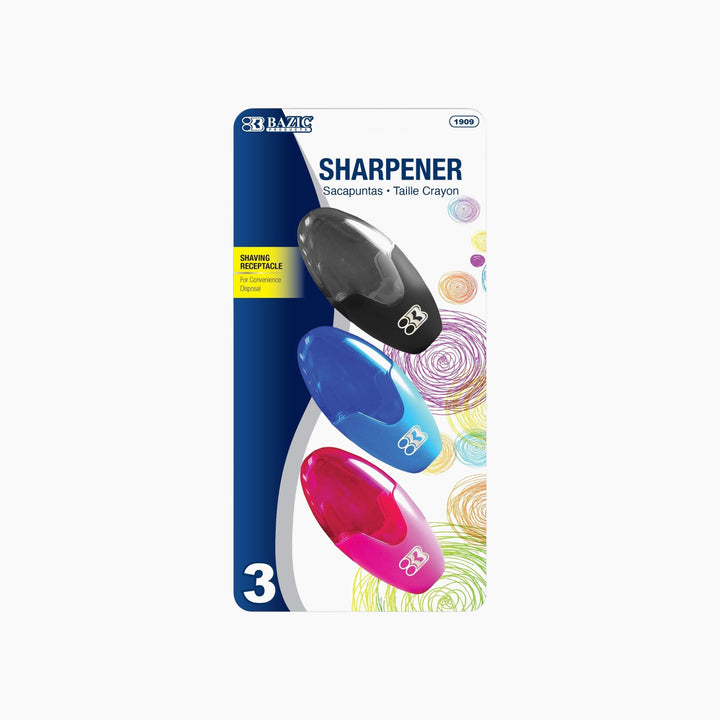 Bazic Noah Sharpener With Receptacle 3-Pack