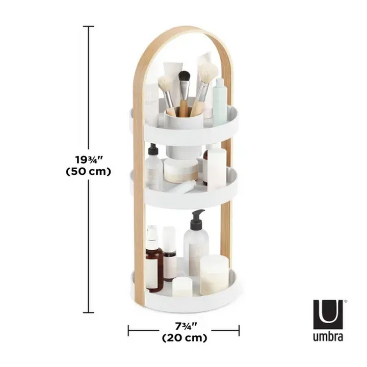 Umbra Bellwood wooden cosmetic organizer in white and natural