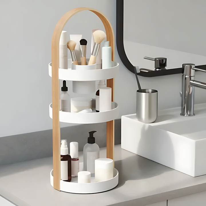 Umbra Bellwood wooden cosmetic organizer in white and natural