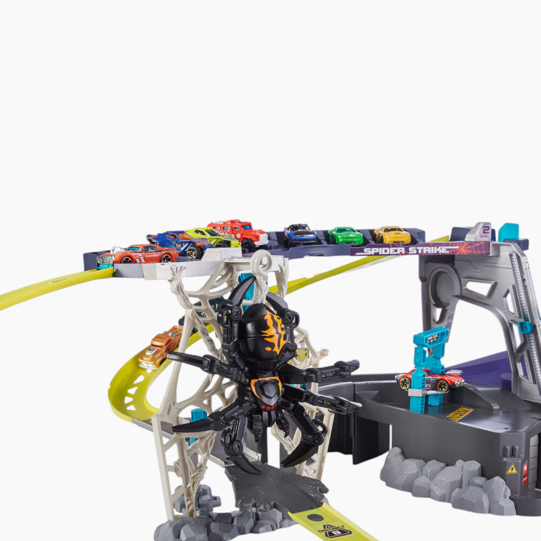 Zuru Metal Machines Spider Strike playset with multi-level garage