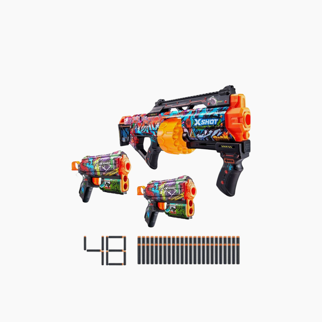 Zuru X-Shot Skins Mix Combo Pack blasters with 48 darts