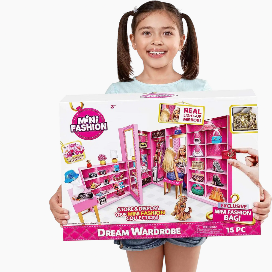 Zuru Mini Brands Mini Fashion Dream Wardrobe with light-up mirror and exclusive metallic bag