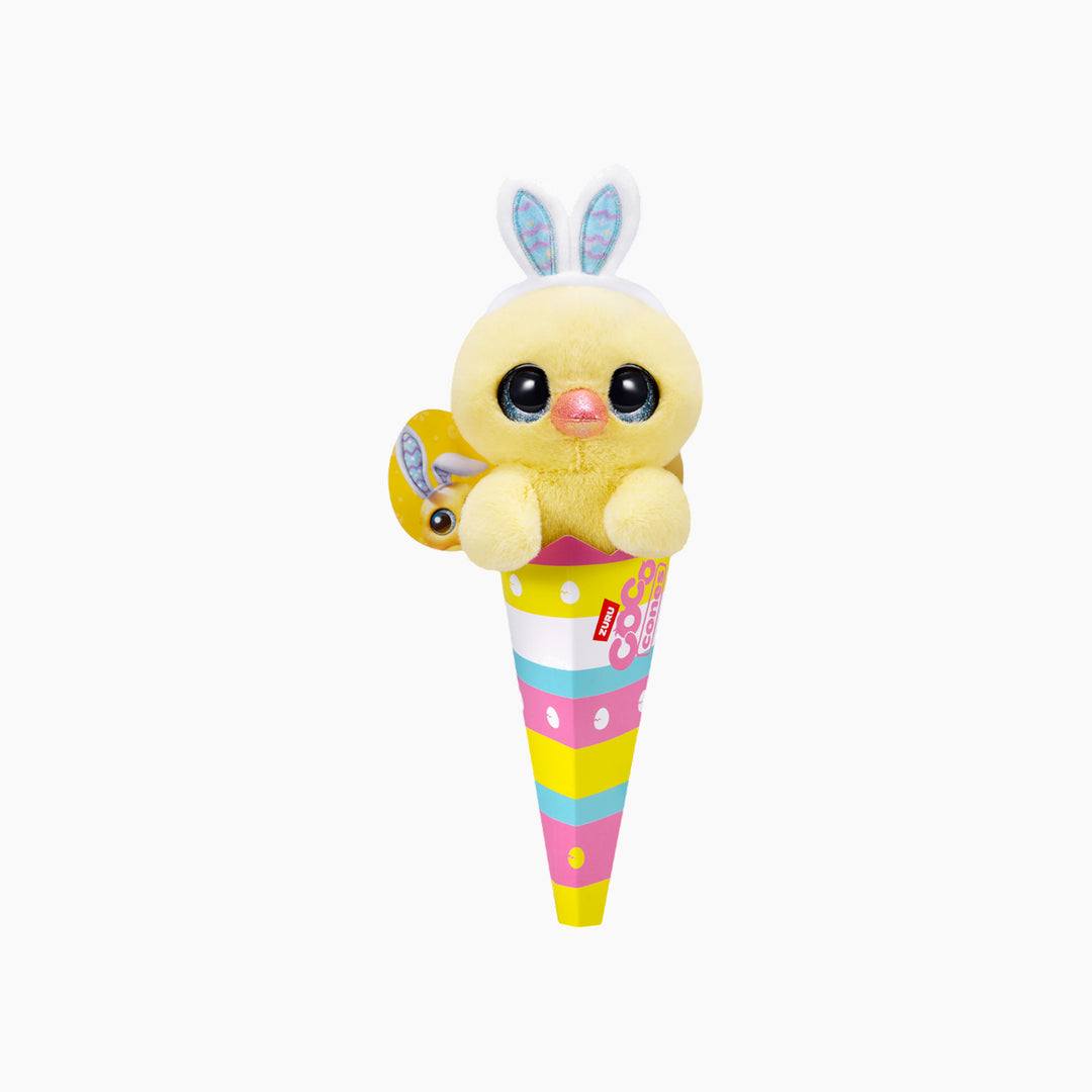 Zuru Coco Cones Easter plush toy, Poppy Bunny Cat, in a cone