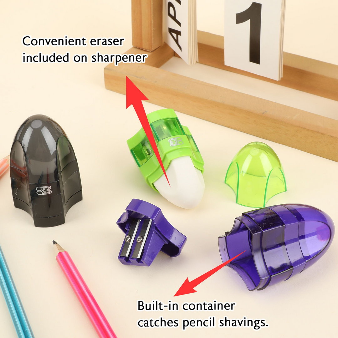 Bazic Connor Dual Hole Sharpener With Receptacle + Eraser