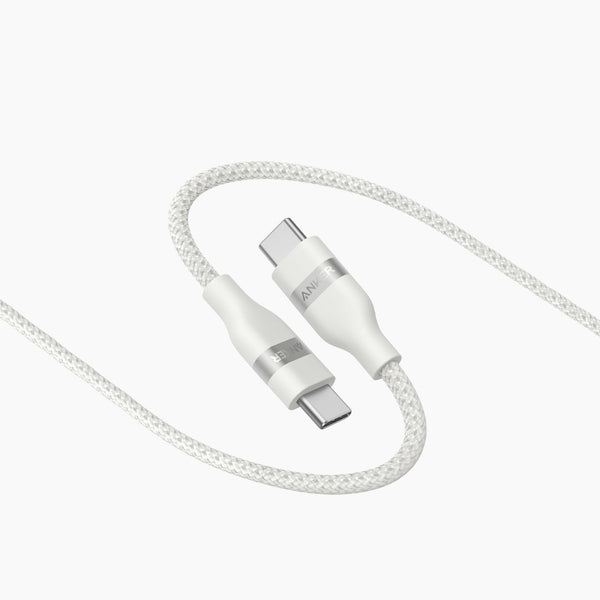 USB-C to USB-C Cable (3ft, 240W, Upcycled-Braided) White