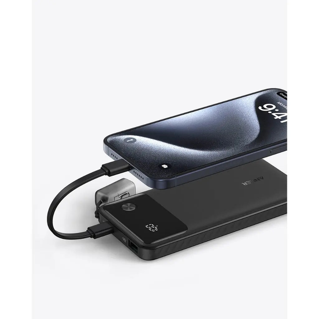 Anker 10,000mAh power bank with integrated USB-C cable