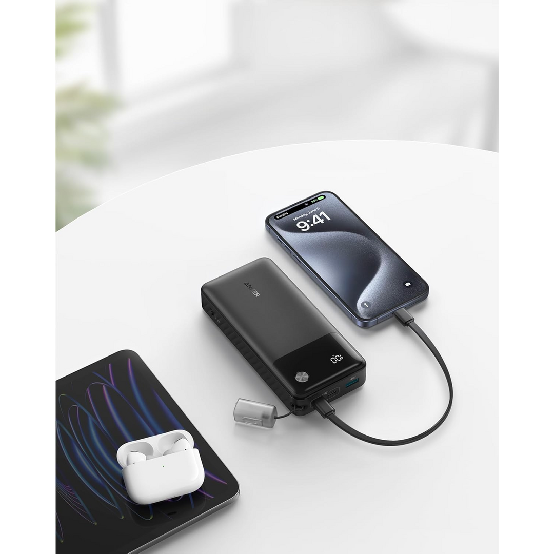 Anker 10,000mAh power bank with integrated USB-C cable
