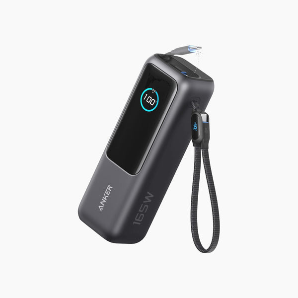 Power Bank (25K, 165W, Built-In USB-C and Retractable Cable)