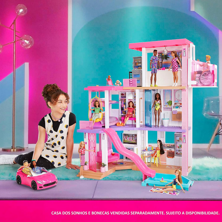 Barbie Pink Convertible Vehicle Toy with Rolling Wheels