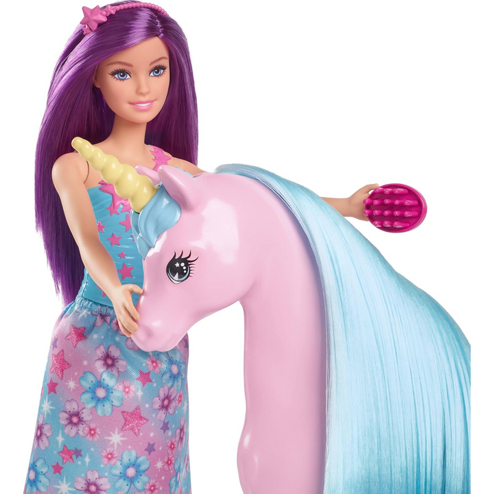 Barbie Doll &amp; Unicorn Set - Includes Saddle