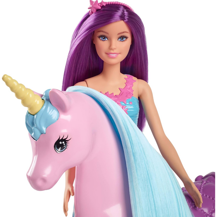 Barbie Doll &amp; Unicorn Set - Includes Saddle