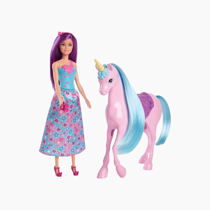 Barbie Doll &amp; Unicorn Set - Includes Saddle