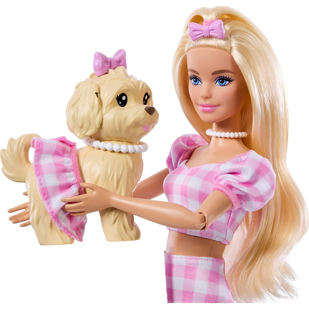 Barbie Twinning Looks Doll with Pet Dog in Matching Pink Gingham Clothes and Accessories for Both like…