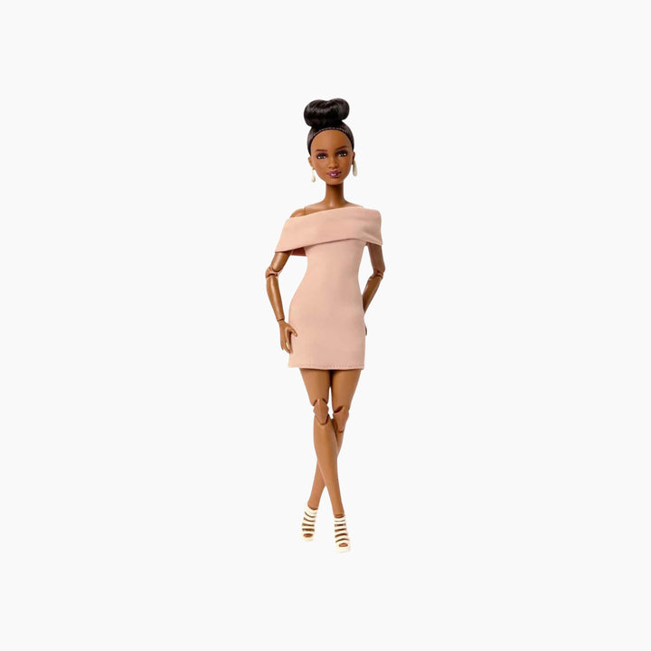 Barbie Basics Model Collector Fashion Doll 08 with Brunette Hair in Tan Dress &amp; Strappy Heels
