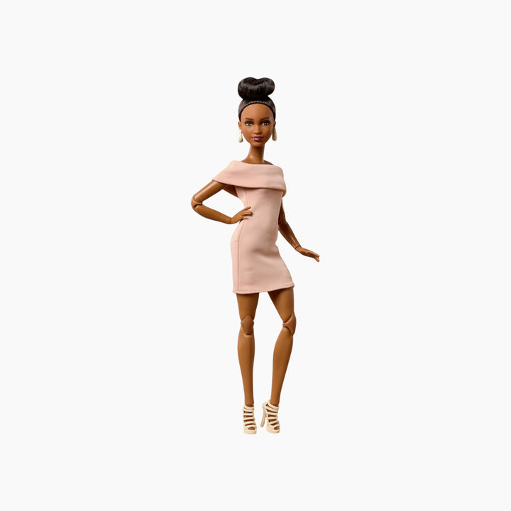 Barbie Basics Model Collector Fashion Doll 08 with Brunette Hair in Tan Dress &amp; Strappy Heels