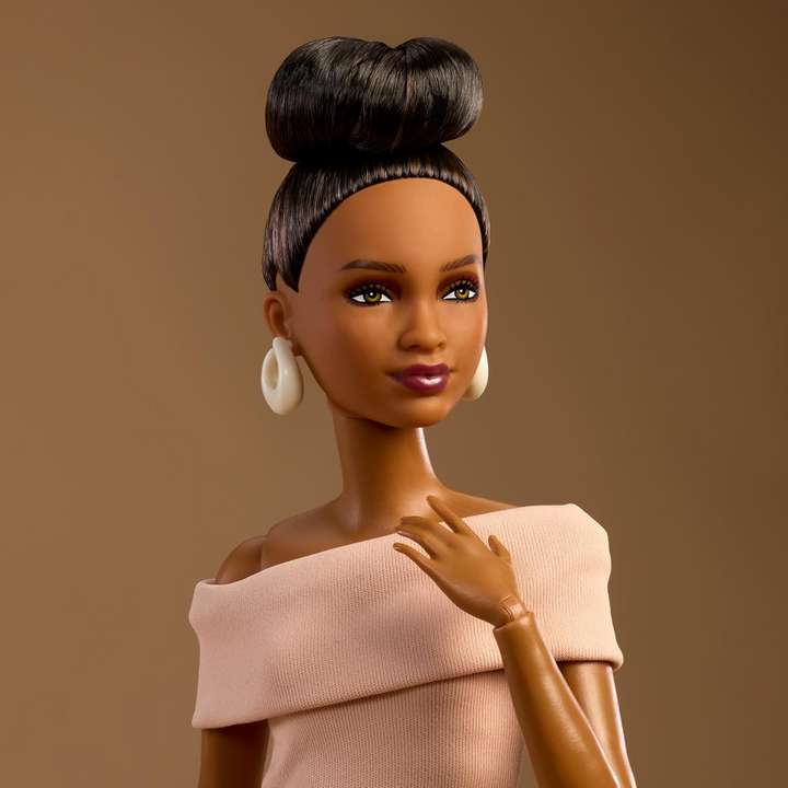 Barbie Basics Model Collector Fashion Doll 08 with Brunette Hair in Tan Dress &amp; Strappy Heels